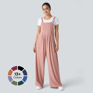 Halara Adjustable Strap Button Multiple Pockets Plicated Waffle Casual Overalls #summervibes