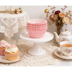 SICANDAENHK Polka Dot Cupcake Liners (100 Count) - Bakeware Essentials, Non-Stick Greaseproof Muffin Cups for Home Baking, Weddings