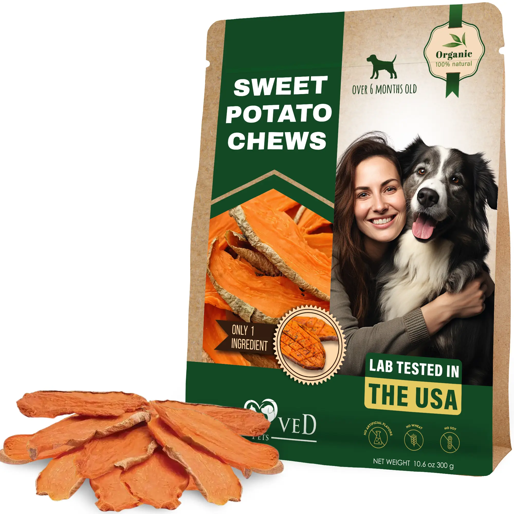 Sweet Potato Dog Treats Chips - All Natural Pet Snack Chews Training