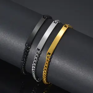 New Chinese-style fashion titanium steel bracelet for men and women, versatile stainless steel couple's curved Cuban chain bracelet