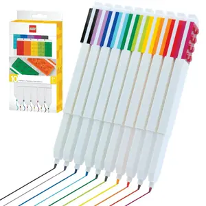 IQ LEGO Markers - 10 Pack (53101) with 2-2x4 Genuine LEGO Plates for Detailed Coloring and Building