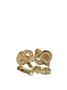 Pre-owned Christian Dior "CD" Logo Rhinestone Clip on Earrings