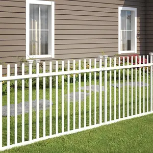 41in H x 44in W (2 Panels) No Dig Burbank Fence Kit, No Dig Panels, White Vinyl Fencing for Yard, Temporary Barrier for Backyard, White Picket Garden Border, DIY Enclosure ZP19057