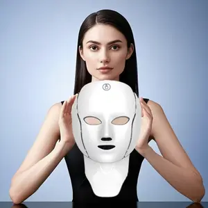 Spring Deals Led Face Mask Light Therapy Mask for Face, Seven Colors LED Facial Skin Care Mask, Seven Light Modes - Eye Protection - Timing Function - Portable Skincare Device Home Use 180 LED Beads