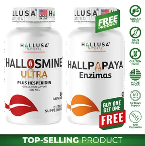 HALLOSMINE ULTRA  60 CAP + FREE HALLPAPAYA 60 CAP Circulation & Digestive Routine Combo with Diosmin & Hesperidin – Hallusa Natural Dietary Supplement