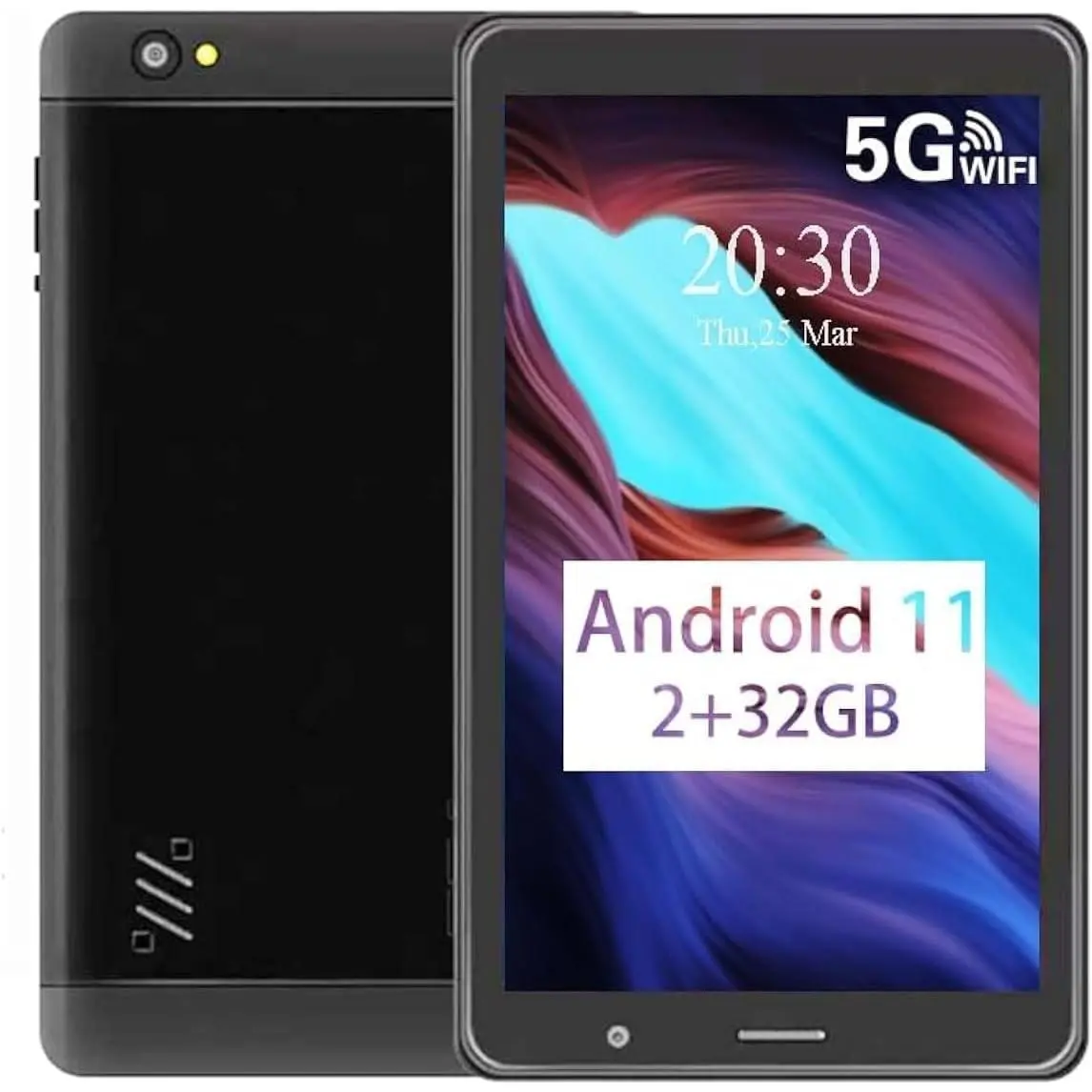 8 in Compact Handheld Android 11 Tablet for Business, IPS LCD HD Touchscreen, Quad-Core A7 Processor, 800x1280 Resolution, 16GB Expandable Storage (128GB TF Support), 5MP Dual-Camera, Wi-Fi & Bluetooth, Protection-Focused Design, Data Cable Included