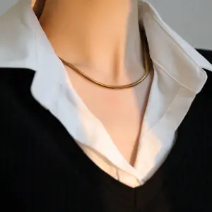 S925 silver antique gold three-dimensional square snake bone chain necklace