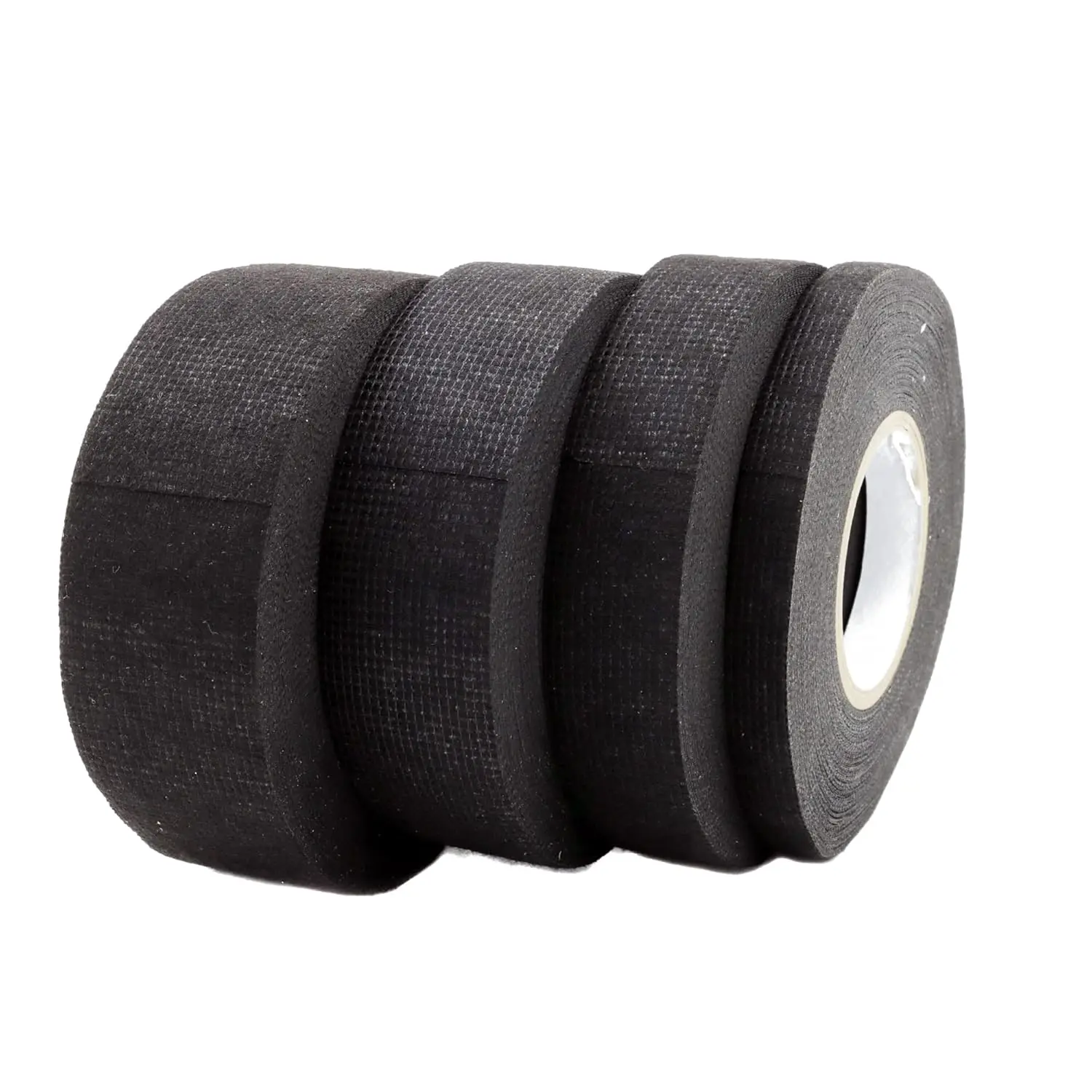 Wiring Harness Tape Set 4, Black  Fiber Cloth High Temp Wire Harness Wrapping Tape for Auto Electrical Wrap