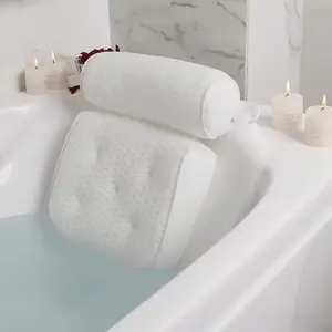 Luxury Bath Pillow for Tub, Non-Slip Spa Pillow with Strong Suction Cups, 4D Air Mesh Bathtub Pillow for Neck and Back Support, Quick Dry, Machine Washable, Ideal for Home Spa Relaxation