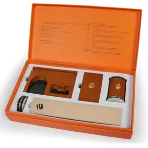 Rolling  Sharpener Kit -  Manual  Sharpener with  & Ceramic Discs, Two Extra Discs, Leather Strop & Stand, 15? & 20? Angle Guides,  for Chefs &  Cooks