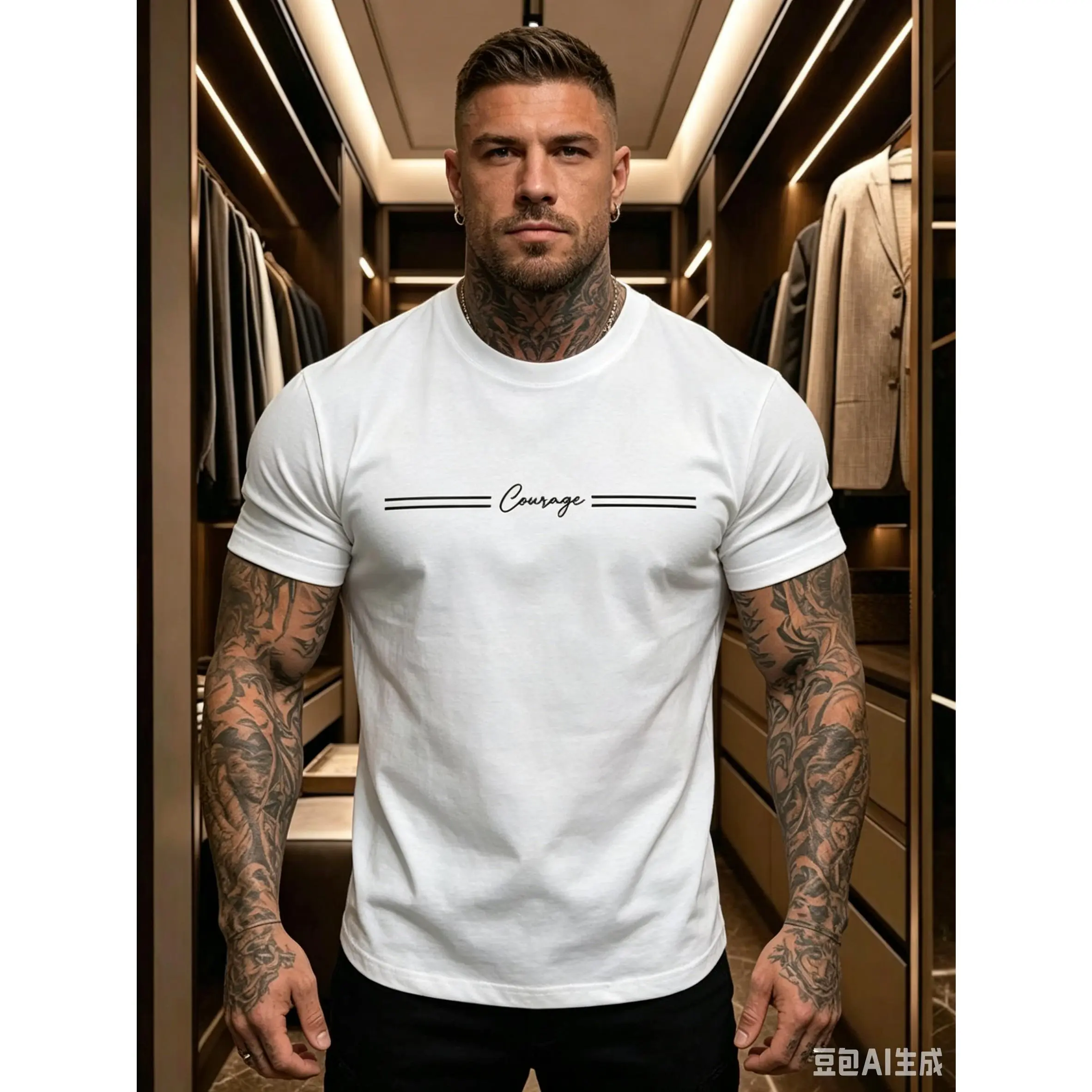 Men's Oversized Crew Neck Graphic T-Shirt - 180g Lightweight Soft Cotton, Loose Cut, Breathable Fabric, Casual Fashion Short-Sleeve Top with Simple Print, Clean Look, Streetwear Look, All Seasons, Short Sleeves Free Arms for Movement