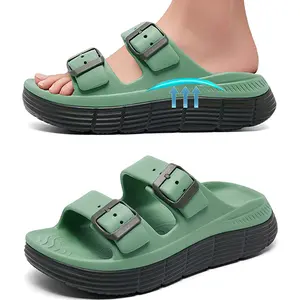 Lxso Womens Recovery Platform Sandals Comfortable Plantar Fasciitis Arch Support Classic Summer FlipFlop, Orthotic Adjustable Thick Cushion Sport Slides Reduces Stress on Feet, Joints & Back Post-Exercise Footbed Walking Shoes Open Toe Footwear Slipper