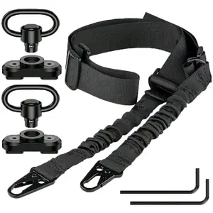 Tactical Gun Sling, 1 Set Adjustable Length Elastic Buffer Gun Sling with 360° Rotation Hook, Universal Adaptation, Outdoor Activities, Sports