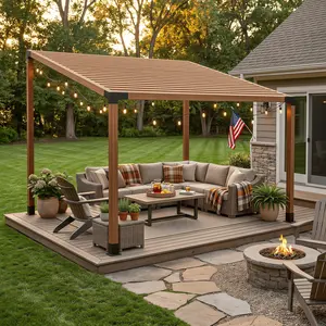 Jurrque Heavy Duty Steel 2.5mm Thick Pergola Bracket Kit for 4"x4" (Actual 3.6" X 3.6") Lumber, 8pcs (4pcs 15° 3-Way, 4pcs Base) DIY Post Base Kit, Easy Installation Wooden Beams for Gazebos, Patio Pergolas, Log Cabin Outdoor