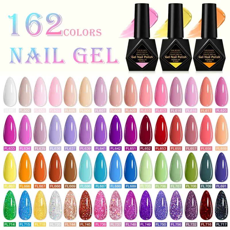 FOURLILY Glitter Gel Nail Polish 10ml - Indie Nail Polish, 25 Vibrant Shimmer Colors, UV/LED Soak Off, Long Lasting Nail Art for Trendy Manicures, Salon Quality for DIY Manicures, Great Gift for Women & Girls, Multiple Colors Available