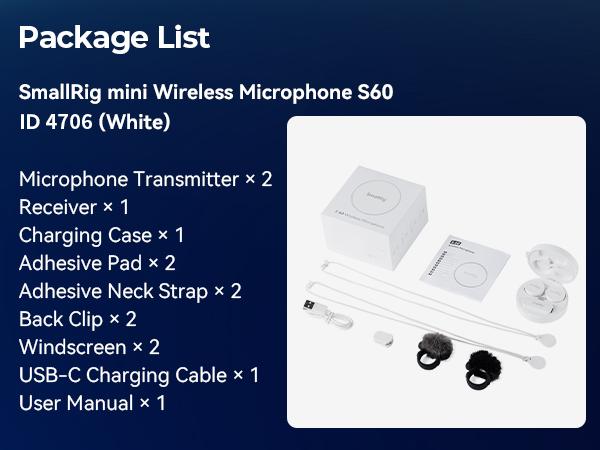 SmallRig S60 USB-C Wireless mini microphone Magnetic Clip Pro Kit for iPhone 17/16 Pro & Android,44H Studio Sound with Noise Cancelling,Compact,Lightweight Design Lavalier Microphone for Content Creation Charging Case Receiver Audio