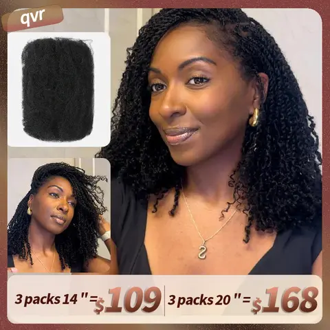 QVR Natural Black Afro kinky Bulk Hair Extensions For Braiding Dreadlock Human Hair #SummerWins #DealsForYouDays #SohoChic Campaign