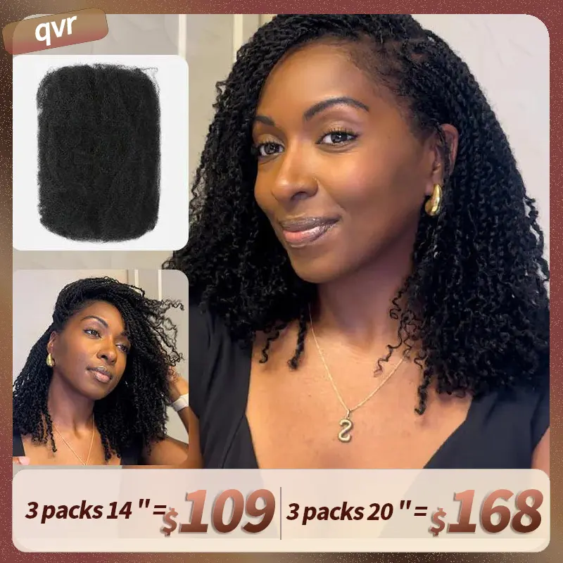 QVR Natural Black Afro kinky Bulk Hair Extensions For Braiding Dreadlock Human Hair #SummerWins #DealsForYouDays #SohoChic Campaign