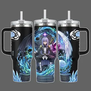 Jura Tempest Slime King Anime Stainless Steel Insulated Travel Tumbler With Handle Straw Lid 20oz 40oz Full Wrap Fantasy Magic Aura Design Mug