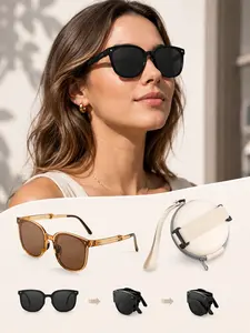Foldable Sunglasses, Unisex Simple Style Sunglasses, Trendy Casual Sunglasses for Everyday Use, Fashion Accessories for Outdoor Activities, Stylish Glasses