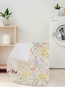 Floral Pattern Open Storage Box, Foldable Laundry Basket with Handle, Home Bathroom Collapsible Clothes Organizer Bucket