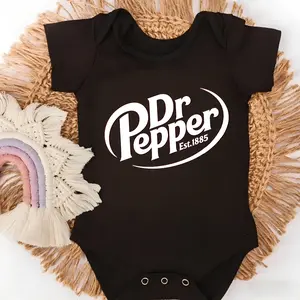 Baby Bodysuit Dr Pepper Logo Print 100% Pure Cotton Non-Irritating Snap Closure Breathable Great For Sleep & Play
