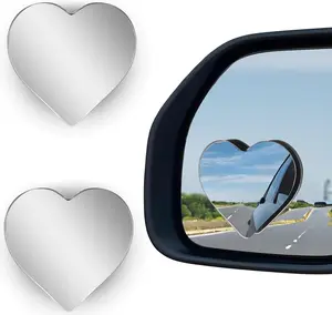 2Pcs Heart-Shaped Car Blind Spot Mirrors - Adjustable Angle, Removable, Wide-Angle Convex Rearview Mirrors for Enhanced Safety, Universal Stick-On Accessories for Cars, SUVs