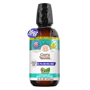 16oz Refill Bottle - GuruNanda Cocomint Pulling Oil with 7 Essential Oils & Vitamins D, E & K2