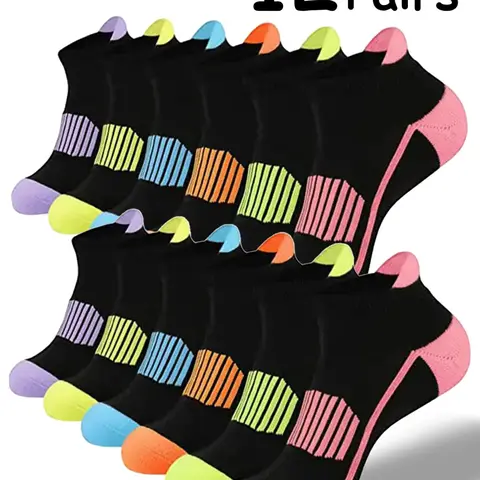 Women's Colorblock & Striped Print Ankle Socks, Casual Comfortable Breathable Socks for Daily Wear, Multipack Knit Socks for All Seasons, Casual Comfy Socks