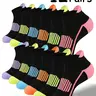 Women's Colorblock & Striped Print Ankle Socks, Casual Comfortable Breathable Socks for Daily Wear, Multipack Knit Socks for All Seasons, Casual Comfy Socks