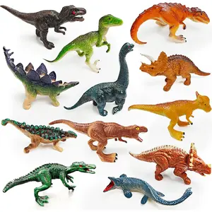 P-MTS048 12 Dinosaur Figurines for Kids, Plastic Animal Toys Tiny Portable Dinosaur Figures Playset Montessori Toy Educational Game for Homeschool Preschool Toddler Kids