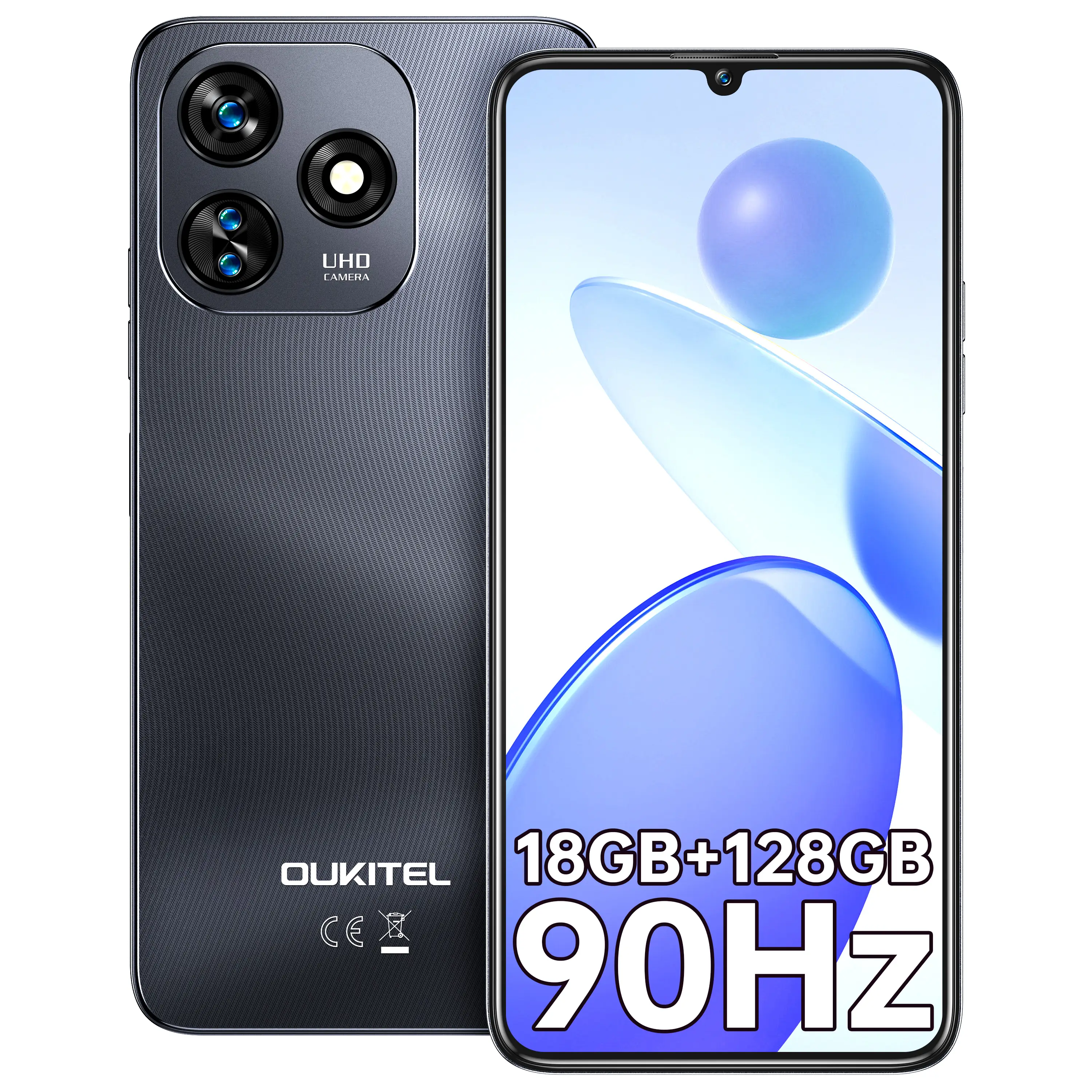 OUKITEL C51 Unlocked Android 14 Smartphone, 18GB RAM+128GB/1TB ROM, 6.8''HD Display Smartphone, 13MP+5MP Camera, 5150ml Battery, 4G Dual SIM Android C