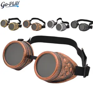 Vintage Steampunk Goggles - Adjustable Gothic Mad Scientist Glasses Cyberpunk Rave Cosplay Eyewear for Halloween Costumes Festival Outfits 2026