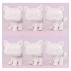 6pcs/Pack Bobble Head White Base for Painting Animal Toy Pet Shop Custom Blank Model DIY OOAK Paint Design (Walking Cat))