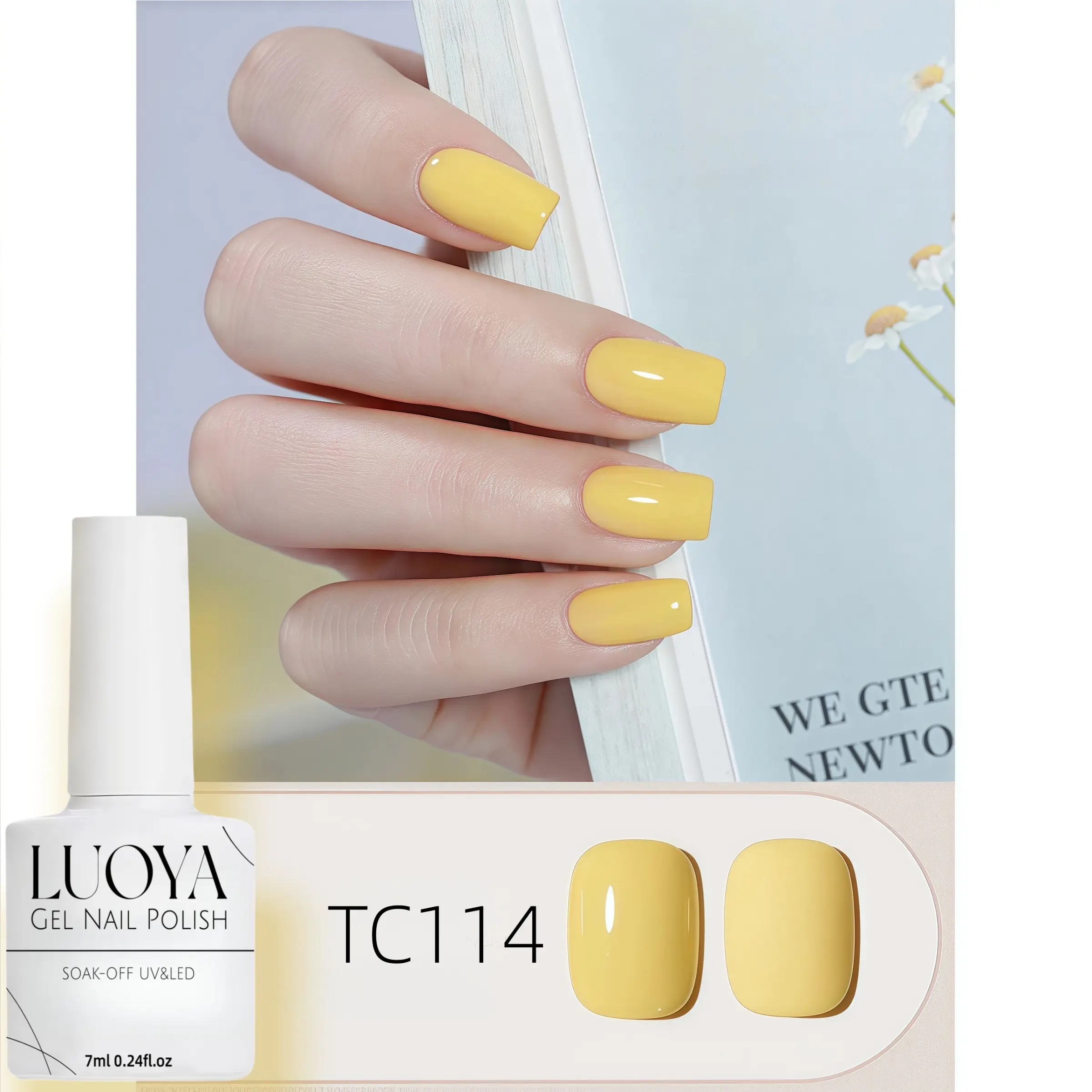 Butter Yellow Gel Nail Polish – Soak Off UV LED, Pastel Yellow Creamy Finish, High Gloss Shine, Chip Resistant, Long Lasting Nail Polish, 7ml for Spring Summer Manicure