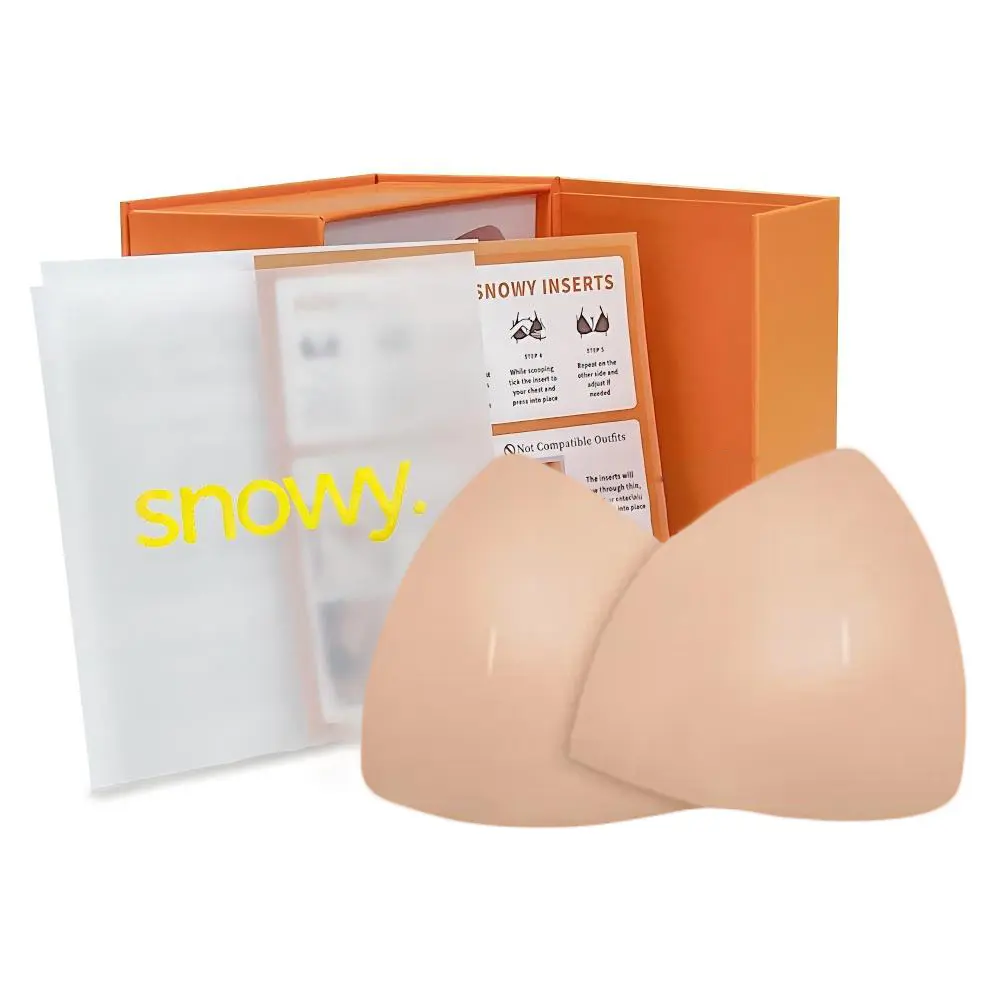 Snowy Women's Seamless Invisible Lift Bra Inserts - Lightly Padded, Plain, Hassle-Free Sticky Pads for Secure Fit in Low Cut Tops, All Seasons Use, Minimalist