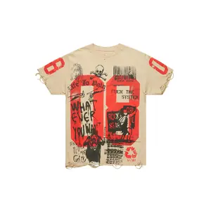 Grill Beige Graphic Oversized T-Shirt