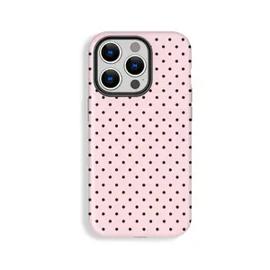 Premium Dark Pink Black Polka Dot Phone Case, Phone Case Suitable for Iphone 11/12/13/14/15/16/17 Pro Promax Plus Air