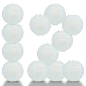 12-Pack 16 Inch Arctic Spa Blue Parallel Ribbing Round Paper Lantern