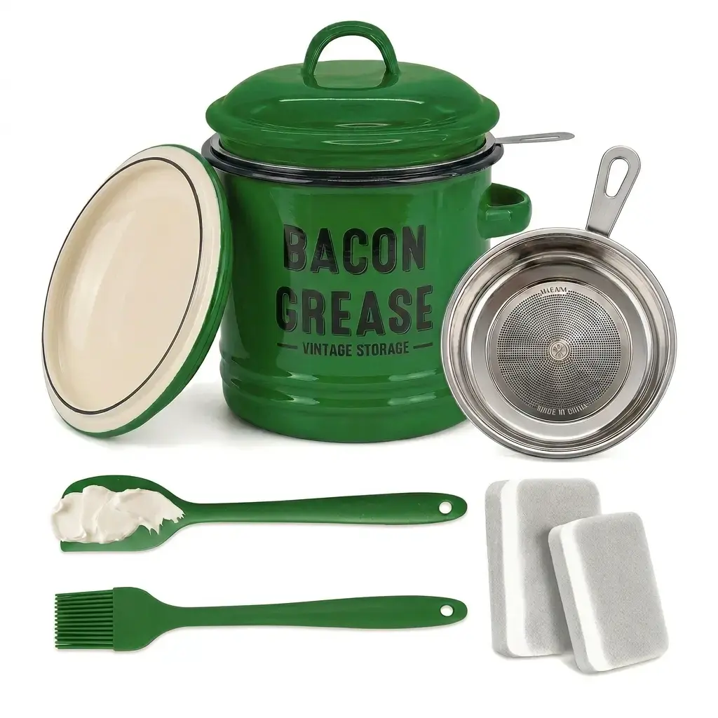 Stainless Steel Bacon Grease Storage Set-cooking oil