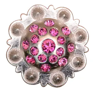 HILASON Western Screw Back Concho Fuchsia Berry Crystals Headstall Cowgirl 1.5 In | Belt Slotted Conchos