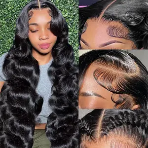 Body Wave 13X6 Lace Frontal Wigs P4/27 Highlight Brazilian Body Wave Pre plucked Human Hair Wigs Colored Chocolate Brown Lace Front Wigs For Women