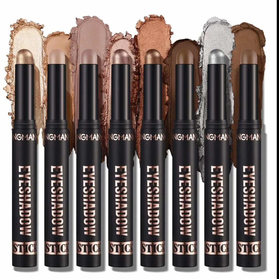 8-Color Dual-Ended Cream Eyeshadow Stick Cosmetic Set - Silky Smooth, Waterproof, Transfer-Proof, Built-In Blending Brush for All-Day Matte & Shimmer Eye Makeup