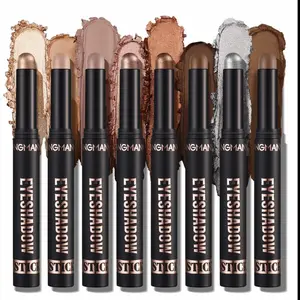 8 Colors Dual-Ended Cream Eyeshadow Stick Set – Silky smooth, waterproof and transfer-proof, built-in blending brush, all-day matte and shimmer eye makeup