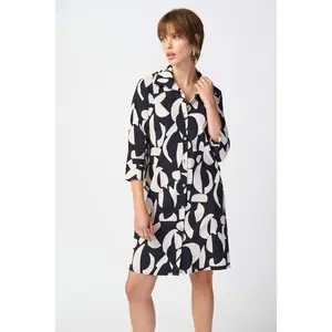 Joseph Ribkoff Abstract Print Stretch Poplin Trapeze Dress
