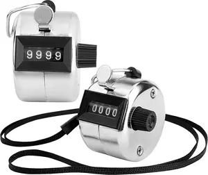 2 Pack Hand Tally Clicker Counter  4 Digit Metal Mechanical Hand Counter with Lanyard for People Counting, Lap , Knitting, Pitch, Golf, Coaching, Umpire, Events