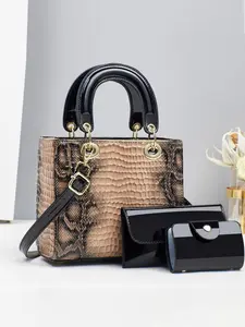 Fashion Snake Print Retro Crossbody Bag Set, Multi-Functional Large Capacity Handbag, Stylish Ladies' Shoulder & Crossbody Bag
