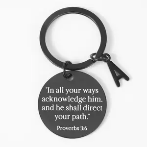 Bible Inspirational Stainless Steel Keychain Compass Pendant Keychain For Men