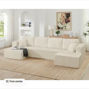 【2-3 Packages】 Niccae 132'' U-shape Boneless Memory Foam Sectional Sofa, Compressed Corduroy Sectional Couches, Oversized U Shape Comfy Modular Compression Cloud Sleeper Sofa with Deep Seat, Space-Saving Recliner Design