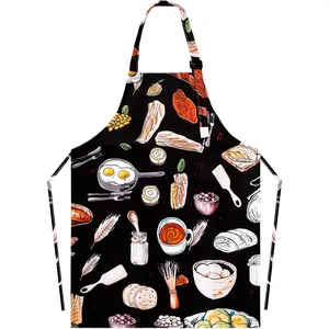 Kids Apron with Pockets, Food and Kitchenware Theme Cooking and Painting Apron for Boys and Girls, 17.7 x 23.2 Inch Child Apron for Baking, Crafts, Art Projects, Classroom and Kitchen Activities